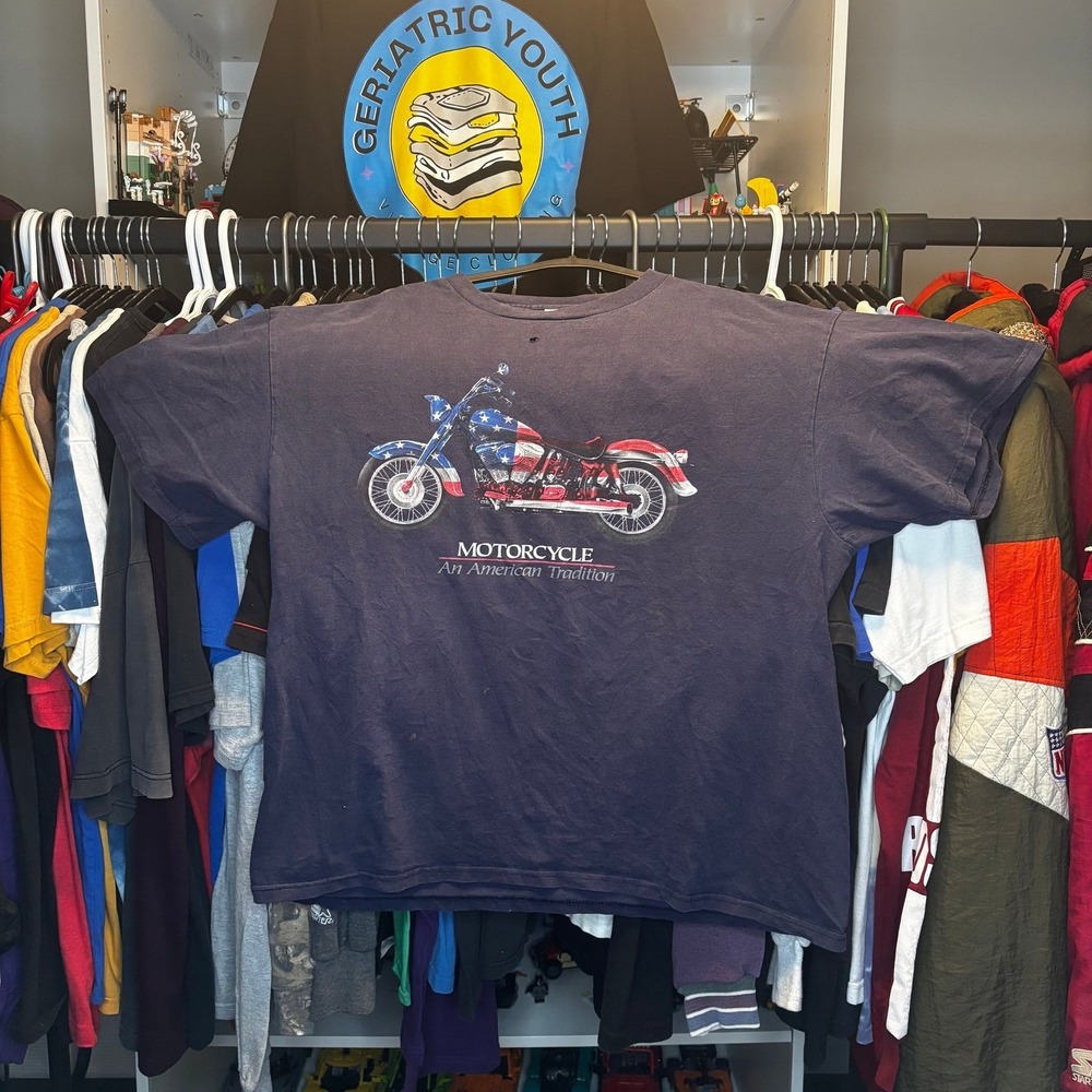 Vintage Motorcycle Graphic Tee USA Made XL